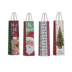Gift Bag Xmas Bottle Basic 157gsm w JHook 4 Asst Designs