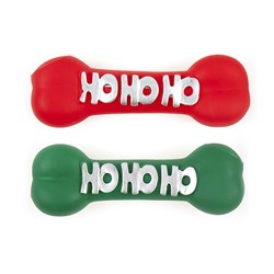 Dog Toy Xmas Bone Vinyl 22.5x8cm 2 Asst Cols