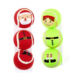 Dog Toy Xmas Tennis Balls 3pk 2 Asst Cols