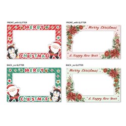 Decoration Xmas Photo Frame w Glitter Xmas Asstd 87x56cm