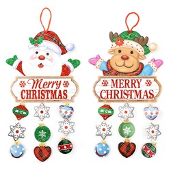 Decoration Xmas Hanging Sign Glitter Xmas Asst 22x39cm