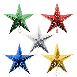 Decoration Xmas Hanging Sign Star 60cm 5 Asst Cols