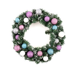 Wreath Decorated Xmas 50cm w Glitter Balls