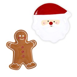 Melamine Plate Xmas 21cm Asst Gingerbread & Santa