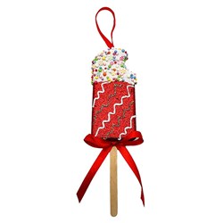 Decoration Xmas Ornaments Tree Ice Cream Block Red 22cm