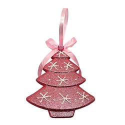 Decoration Xmas Ornaments Tree Pink 13x5cm