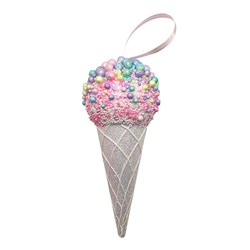Decoration Xmas Ornaments Tree Ice Cream Cone Pink 19cm