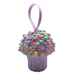 Decoration Xmas Ornaments Tree Cupcake Purple 10x10cm