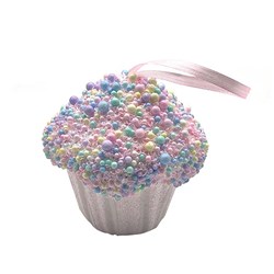 Decoration Xmas Ornaments Tree Cupcake Pink 10x10cm