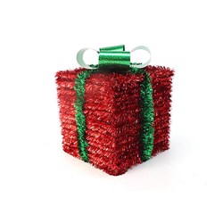 Decoration Xmas Table Tinsel 3D Gift Box 14cm
