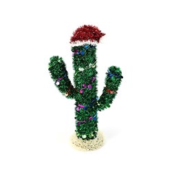 Decoration Xmas Table Tinsel 3D Cactus 35cm