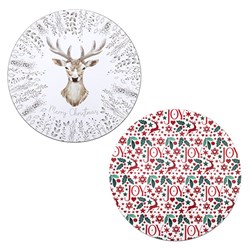 Plate Charger Round Xmas w Print Dia 33cm 2 Asst