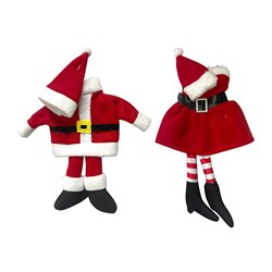 Cover Xmas Wine Bottle Santa Outfit 29x20cm 2 Asst