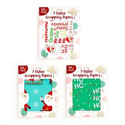 Wrap Paper Xmas 7pk 50x70cm 3 Asst