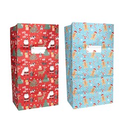 Santa Sack Xmas Paper 36x70x24cm 2 Asst