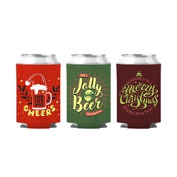 Stubby Holder Beer Xmas 3 Asst 12x10cm