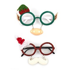 Glasses Glitter Novelty Xmas 2 Asst