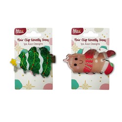 Hair Clip Novelty Xmas 1pk Asst Designs