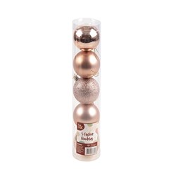 Decoration Xmas Bauble 5pk 6cm Rose Gold
