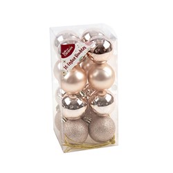 Decoration Xmas Bauble 16pk 5cm Rose Gold
