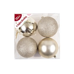 Decoration Xmas Bauble 4pk 10cm Champagne