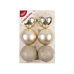 Decoration Xmas Bauble 6pk 8cm Champagne