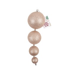 Decoration Xmas Bauble Cluster 4pk Asst Size Rose Gold