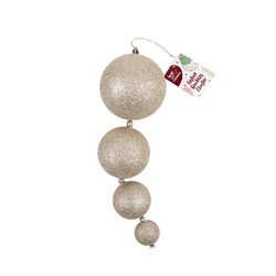 Decoration Xmas Bauble Cluster 4pk Asst Size Champagne