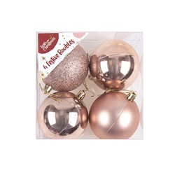 Decoration Xmas Bauble 4pk 7cm Rose Gold
