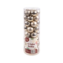 Decoration Xmas Bauble 40pk 6cm Champagne