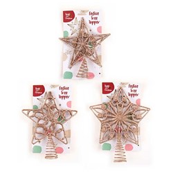 Decoration Xmas Tree Topper Star 1pk  Asst Sizes Rose Gold