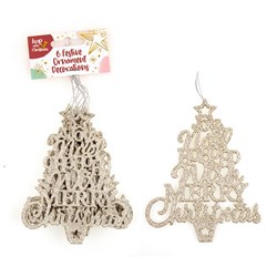 Decoration Xmas Ornaments Tree 6pk Champagne