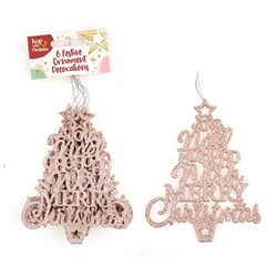 Decoration Xmas Ornaments Tree 6pk Rose Gold