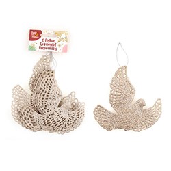 Decoration Xmas Ornaments Dove 6pk Champagne