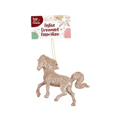 Decoration Xmas Ornaments Horse 1pk Rose Gold