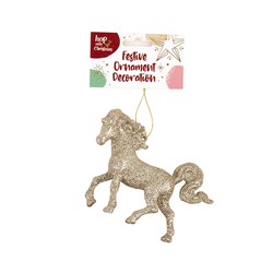 Decoration Xmas Ornaments Horse 1pk Champagne