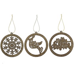 Decoration Xmas Ornaments 6pk Asst Design Champagne