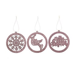 Decoration Xmas Ornaments 6pk Asst Design Rose Gold