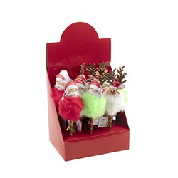 Xmas Ballpoint Pen w Pom Asst Designs