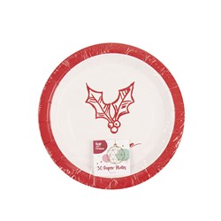 Paper Plate 180mm Xmas Printed 30pk 2 Asst P6.7 FSC Mix 70%