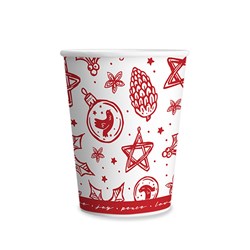 Paper Cups 220mL Xmas Printed 30pk 2 Asst P6.7 FSC Mix 70%
