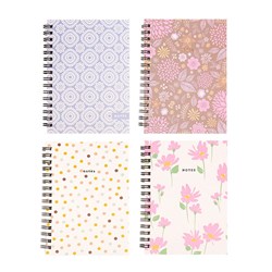 Notebook Card Cover Printed Spiral 4 Asstd A6 120pg