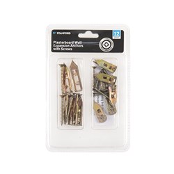 Hooks Expansion Anchor w Screw for Plasterboard Wall 12Pk