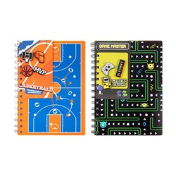 Notebook PP Cover Printed Spiral w 4 Charms Boy Design