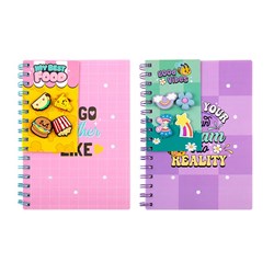 Notebook PP Cover Printed Spiral w 4 Charms Girl Design