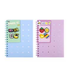 Notebook PP Cover Printed Spiral w 4 Charms Plain