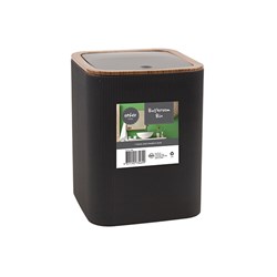 Ribbed Bamboo Bath Bin Black 18x18x22cm