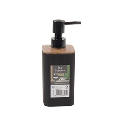 Ribbed Bamboo Soap Dispenser Black 18.3cm