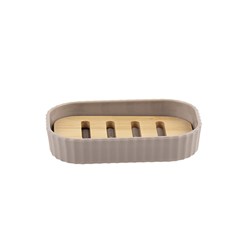 Haven PP w Bamboo Soap Dish Taupe 12.5x8.4x2.5cm