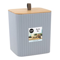 Oasis PP w Bamboo Bath Bin Dusty Grey 24.4cm